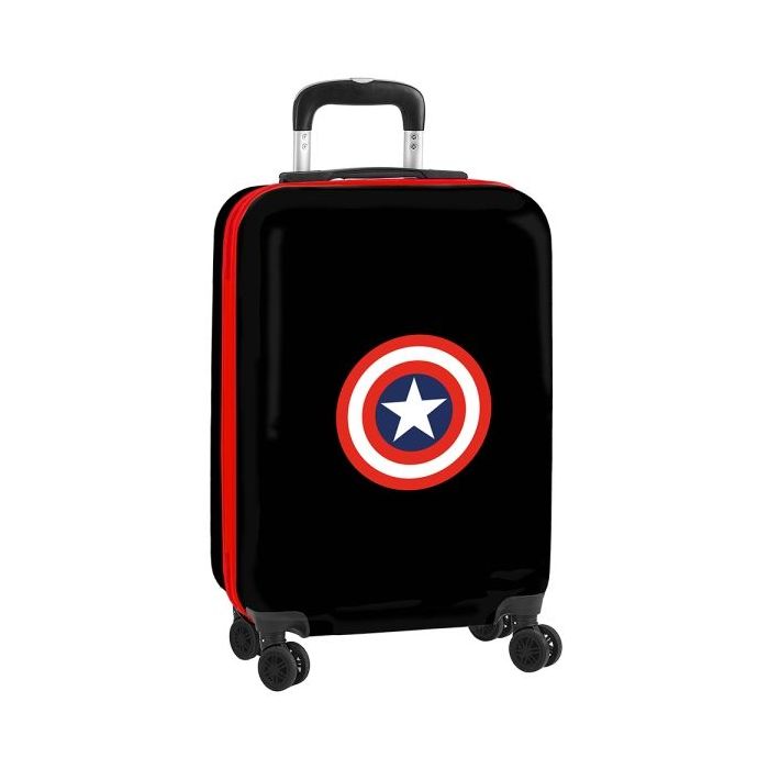 Safta Capitan America Teen Maleta Trolley de Cabina 20” - Cierre con Candado - Organizador - Asa Flexible de PVC - 45x200x550mm - Color Negro