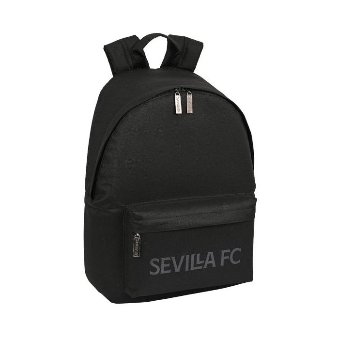 Safta Sevilla FC Teen Mochila para Portatil hasta 14.1" - Interior Acolchado - Bolsillo para Tablet - Tirador Doble - Hombreras Ergonomicas - 20L - 310x160x410mm - Color Negro