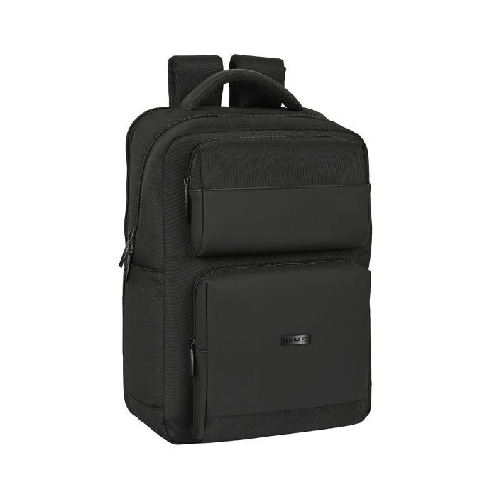 Safta Sevilla FC Premium Mochila para Portatil hasta 15.6" - Conector USB - Portabotellas - Tirador Doble - Compatible con Maleta - Hombreras Transpirables - 310x130x440mm - Color Negro