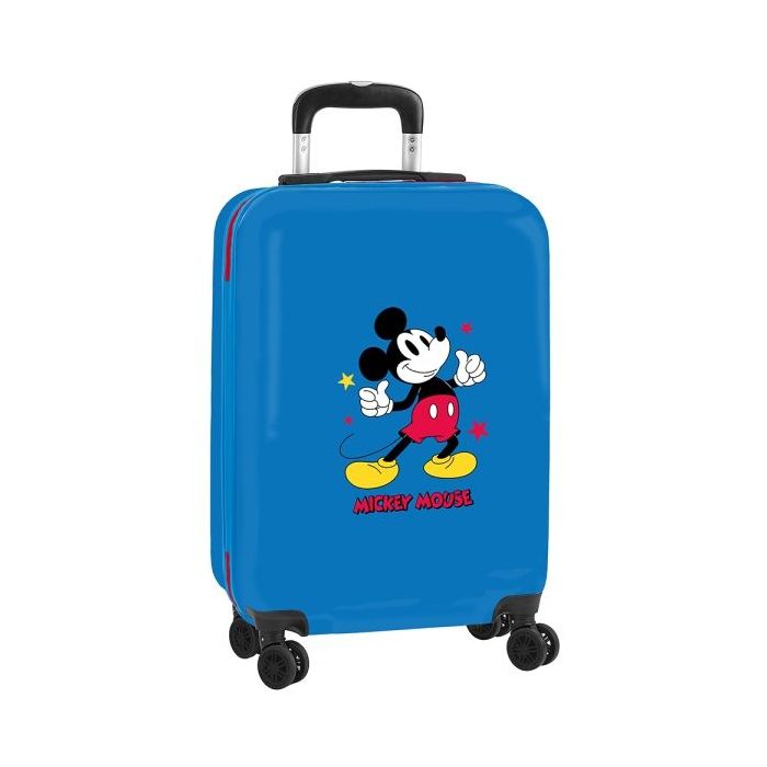 Safta Mickey Mouse Only One Maleta Trolley de Cabina 20” - Cierre con Candado - Compartimentos con Cremallera - Asa Flexible de PVC - Ajustable - ABS y PC - 40.1L - 45x200x550mm - Color Azul