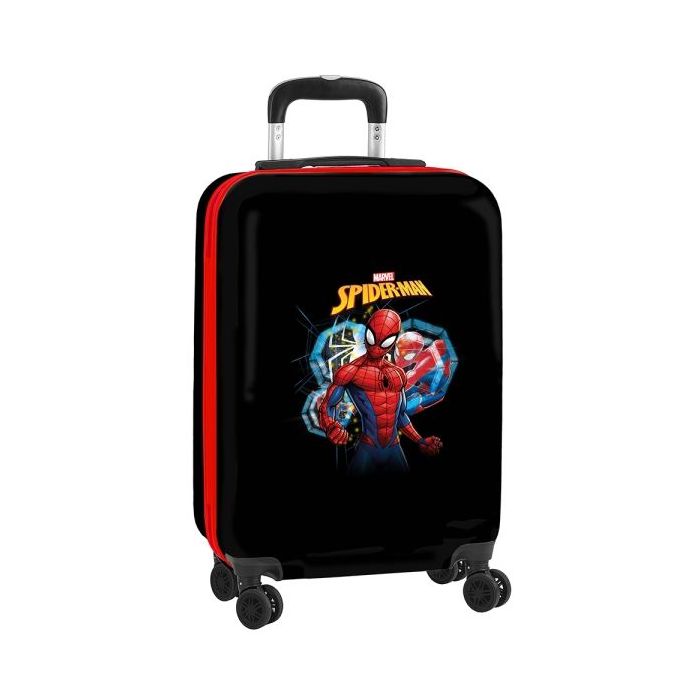 Safta Spider-Man Hero Maleta Trolley de Cabina 20” - Cierre con Candado - Interior con Bolsillo - Cintas Elasticas - Ruedas Giratorias - Asa Extensible - 40.1L - 345x200x550mm - Color Negro