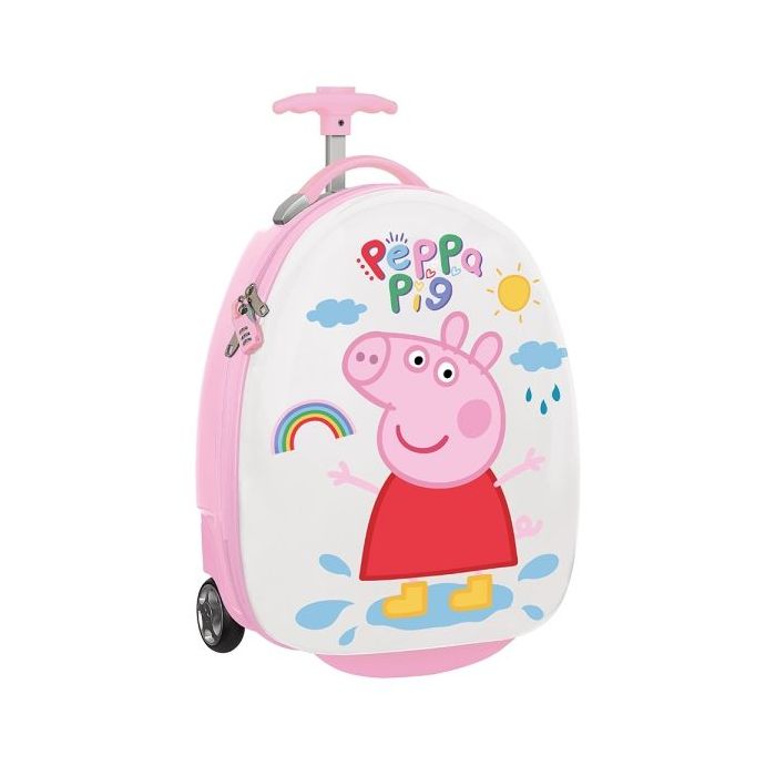 Safta Peppa Pig Ice Cream Maleta Trolley Infantil 16” - Interior con Bolsillo - Ruedas Resistentes - Cintas con Cierre PVC - Material ABS y PC - 27.7L - 280x230x430mm - Color Blanco