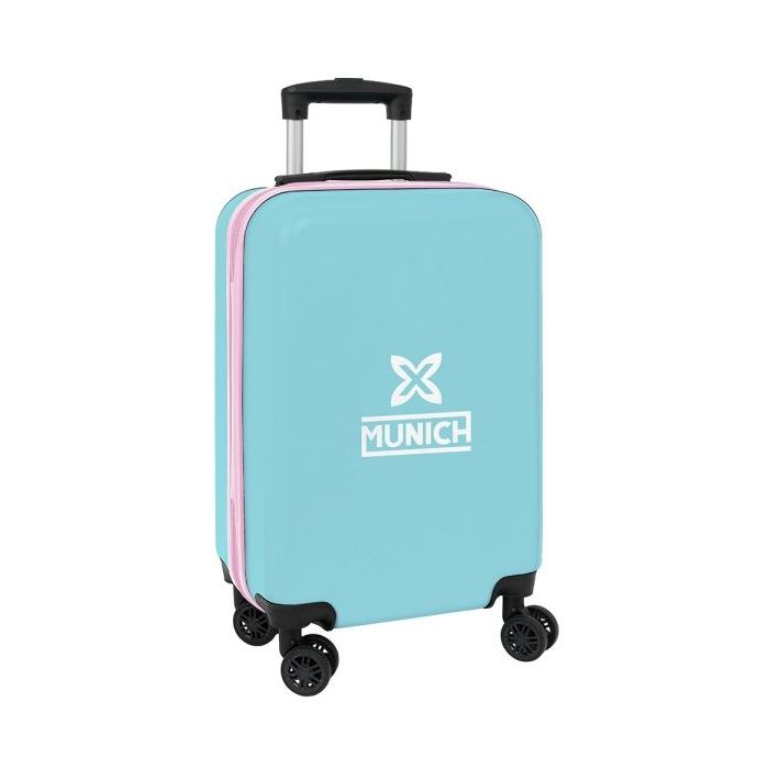 Safta Munich Heaven Maleta Trolley de Cabina 20” - Cierre con Candado - Interior Forrado - Bolsillo de Red - Ruedas Giratorias - Asa Extensible - 40.1L - 345x200x550mm - Color Azul Claro