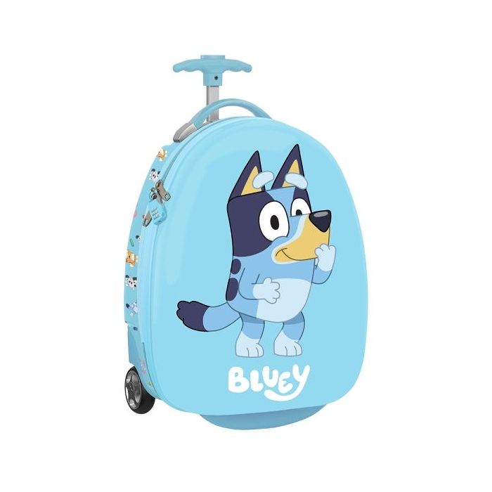 Safta Bluey Maleta Trolley Infantil 16” - Interior Forrado - Bolsillo de Red - Ruedas Dobles - Cintas con PVC - Material Resistente - 27.7L - Ligera y Facil de Transportar - 280x230x430mm - Color Azul