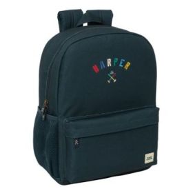 Safta Harper and Neyer Mochila Adaptable a Carro - Tirador Doble - Hombreras Ergonomicas - Bolsillo Frontal - Asa Superior - 18L - 320x140x430mm - Color Azul Marino
