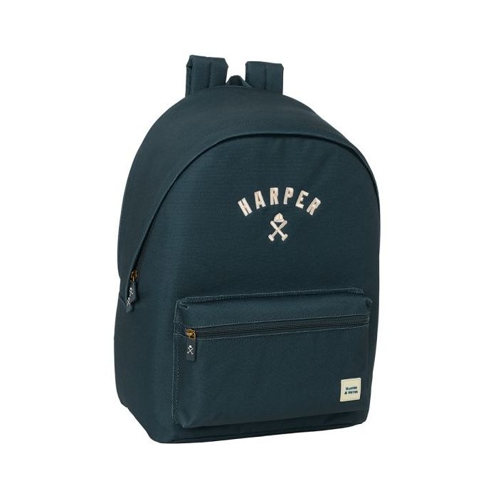 Safta Harper and Neyer Mochila para Portatil hasta 15.6" - Conector USB - Base Acolchada - Bolsillo Frontal - Tirador Doble - Hombreras Ergonomicas - 24.55L - 310x180x440mm - Color Azul Marino