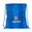 Safta Real Deportivo de la Coruña Saco Plano - Bolsillo Interior con Cremallera - Cierre con Cordones - 5L - 350x10x400mm - Color Azul