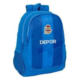 Safta Real Deportivo de la Coruña Mochila Adaptable a Carro - Portabotellas - 2 Compartimentos - Tirador Doble - Hombreras Ergonomicas - Asa Superior - 23L - 320x160x440mm - Color Azul