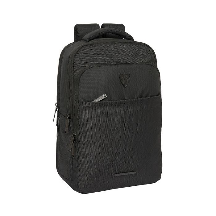 Safta Sevilla FC Business Mochila para Portatil hasta 15.6" - Interior Acolchado - Conector USB - Bolsillo Lateral - Frontal con Organizador - Tirador Doble - 290x150x440mm - Color Negro