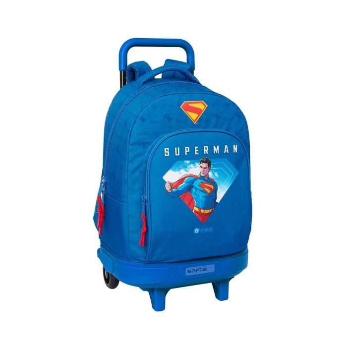 Safta Superman Mochila con Carro - Extraible - Portabotellas - Tirador Doble - Hombreras Acolchadas - Asa Acolchada - Tarjeta ID - Bandeja Interior de PVC - 33L - 330x220x450mm - Color Azul Oscuro