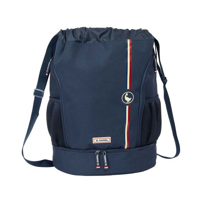 Safta el Ganso Eclipse Saco Mochila - Bolsillo Interior con Cremallera - Bolsillos Laterales - Hombreras Ajustables - 21.93L - 340x150x430mm - Color Azul Marino