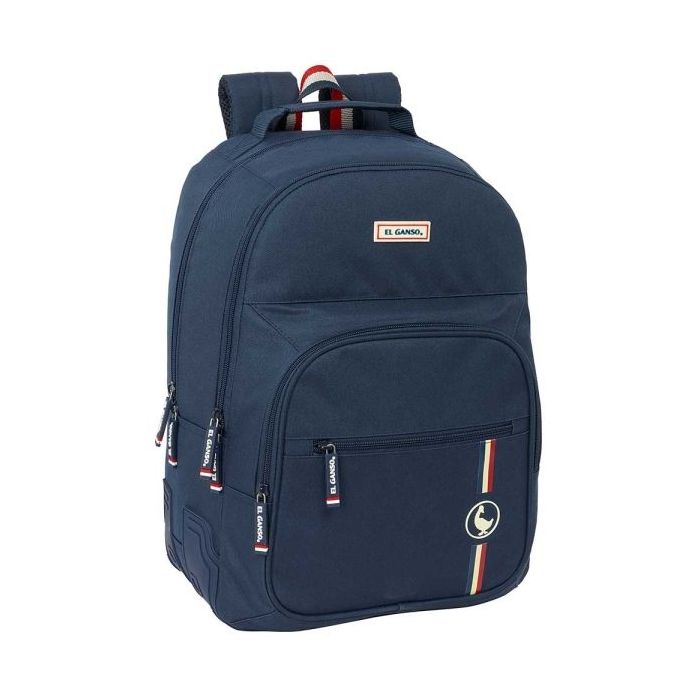 Safta el Ganso Eclipse Mochila con 2 Compartimentos - Cantoneras Antirozaduras - Adaptable a Carro - Bolsillo Frontal - Portabotellas - Hombreras Acolchadas - 320x150x420mm - Color Azul Marino