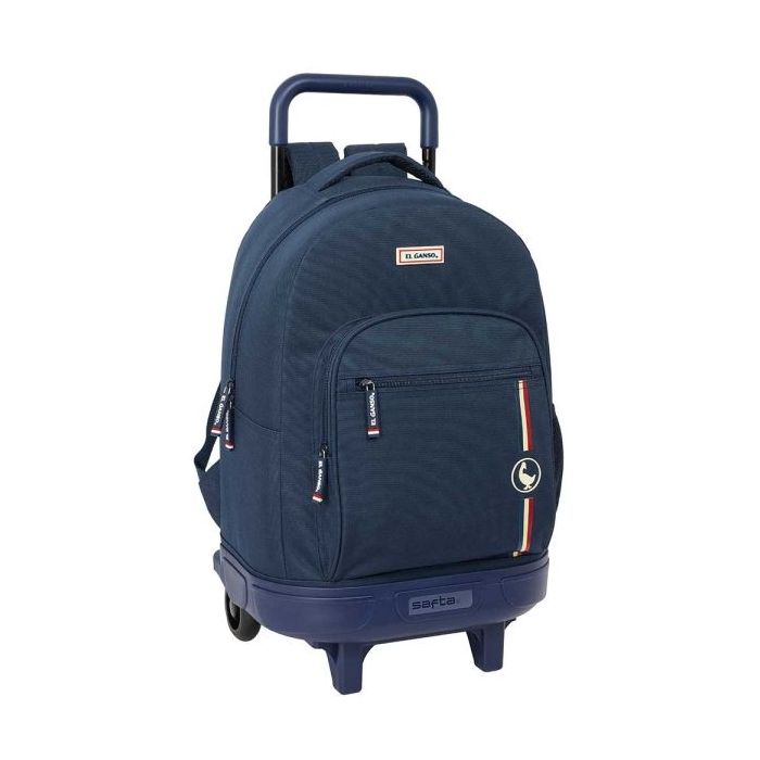 Safta el Ganso Eclipse Mochila con Carro - Extraible - Bolsillo Frontal - Portabotellas - Tirador Doble - Asa y Hombreras Acolchadas - Tarjeta ID - 330x220x450mm - Color Azul Marino