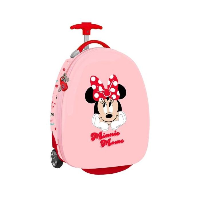 Safta Minnie Mouse Naive Maleta Trolley Infantil 16” - Interior con Bolsillo de Red - Ruedas para Facil Movilidad - Cintas con Cierre de PVC - 27.7L - 280x230x430mm - Color Rosa Pastel
