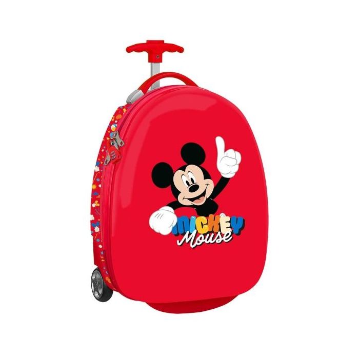 Safta Mickey Mouse Good Day Maleta Trolley Infantil 16” - Interior Forrado y Bolsillo - Ruedas para Facil Desplazamiento - Cintas con Cierre PVC - 27.7L - 280x230x430mm - Color Rojo
