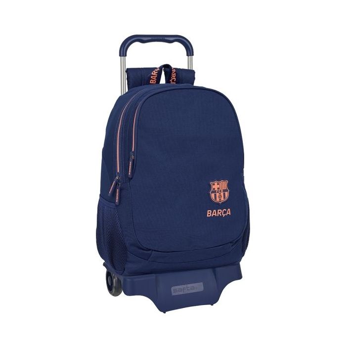 Safta F.C.Barcelona 2ª Equipacion Mochila con Carro - Portabotellas - 2 Compartimentos - Tirador Doble - Hombreras y Espalda Acolchadas - Mochila Extraible - 320x160x440mm - Color Azul Marino