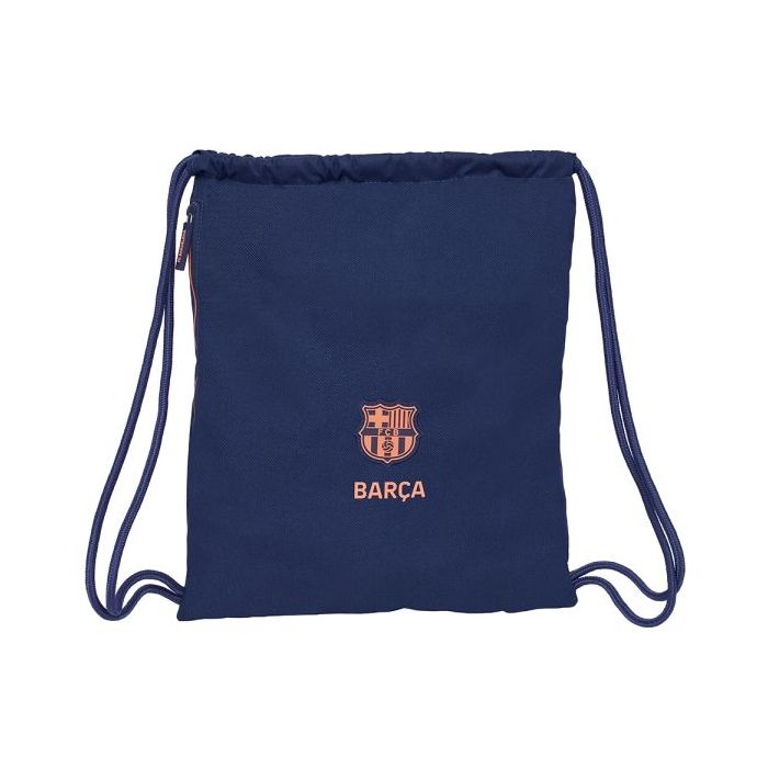 Safta F.C.Barcelona 2ª Equipacion Saco Plano - Bolsillo con Cremallera - Cierre con Cordones - 5L - 350x10x400mm - Color Azul Marino