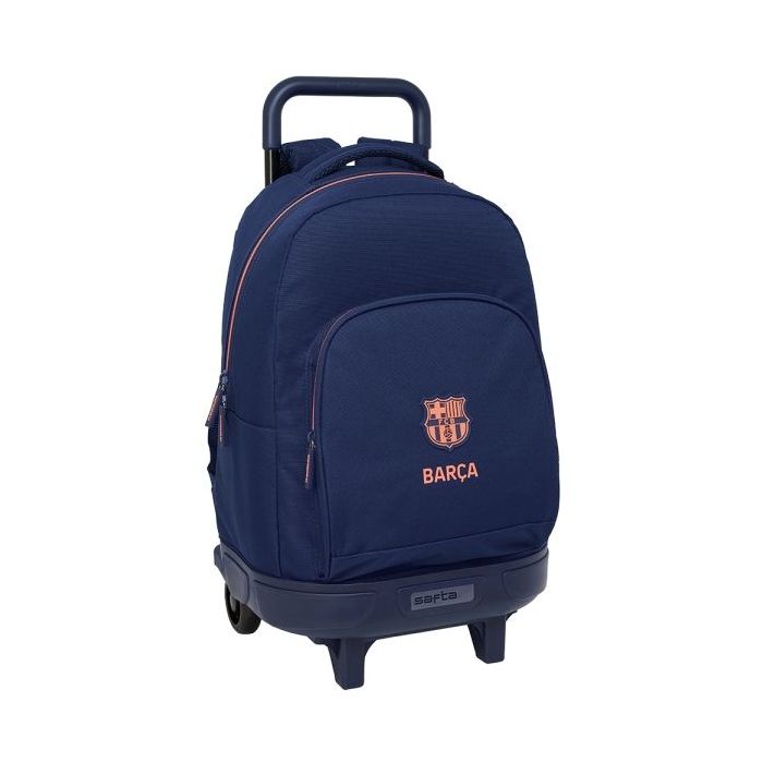 Safta F.C.Barcelona 2ª Equipacion Mochila con Carro - Extraible - Bolsillo Frontal - Portabotellas - Espalda Acolchada - Tarjeta ID - Base Reforzada - 33L - 330x220x450mm - Color Azul Marino