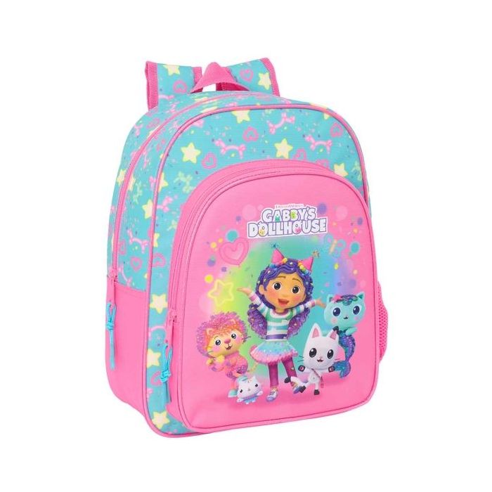 Safta Gabby's Dollhouse Confetti Mochila Infantil - Adaptable a Carro - Portabotellas - Hombreras Ergonomicas - Bolsillo Frontal - 10L - 260x110x340mm - Color Rosa