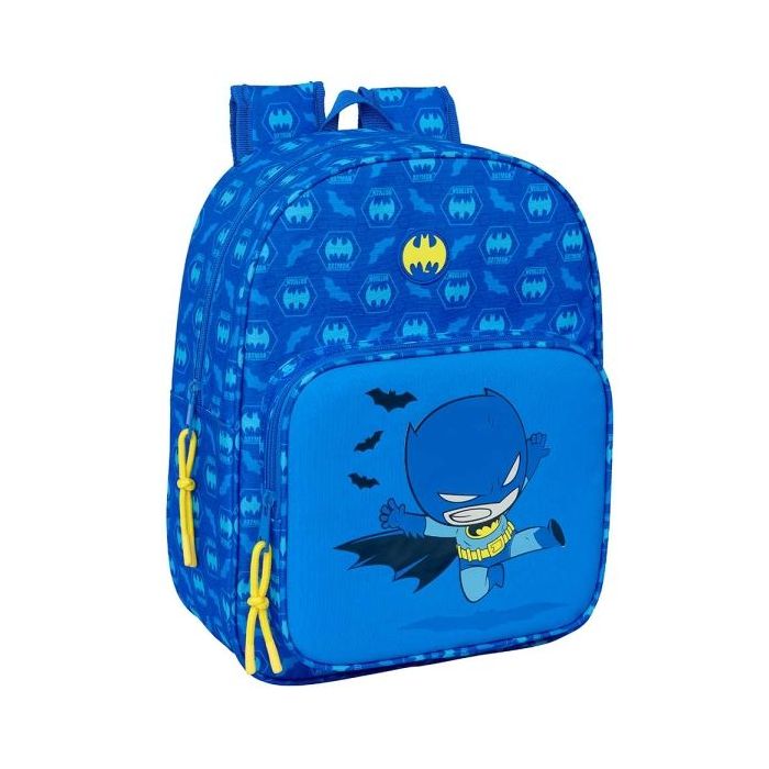 Safta Batman Preescolar Mochila Infantil - Adaptable a Carro - Portabotellas - Hombreras Ergonomicas - Bolsillo Frontal - 10L - 260x110x340mm - Color Azul