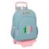 Safta Wicked Mochila con Carro - Portabotellas - Doble Tirador - Hombreras Acolchadas - Mochila Extraible - Ruedas de Goma - 21L - Color Turquesa