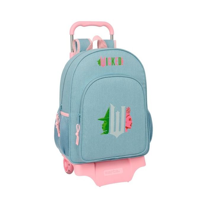 Safta Wicked Mochila con Carro - Portabotellas - Doble Tirador - Hombreras Acolchadas - Mochila Extraible - Ruedas de Goma - 21L - Color Turquesa