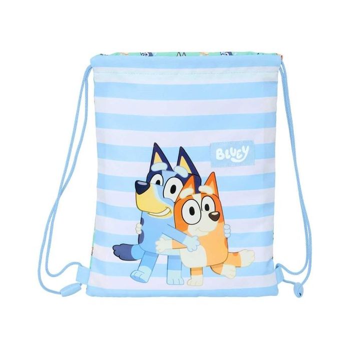 Safta Bluey Sisters Saco Plano - Bolsillo Interior con Cremallera - Cierre con Cordones - 3L - 260x10x340mm - Color Azul
