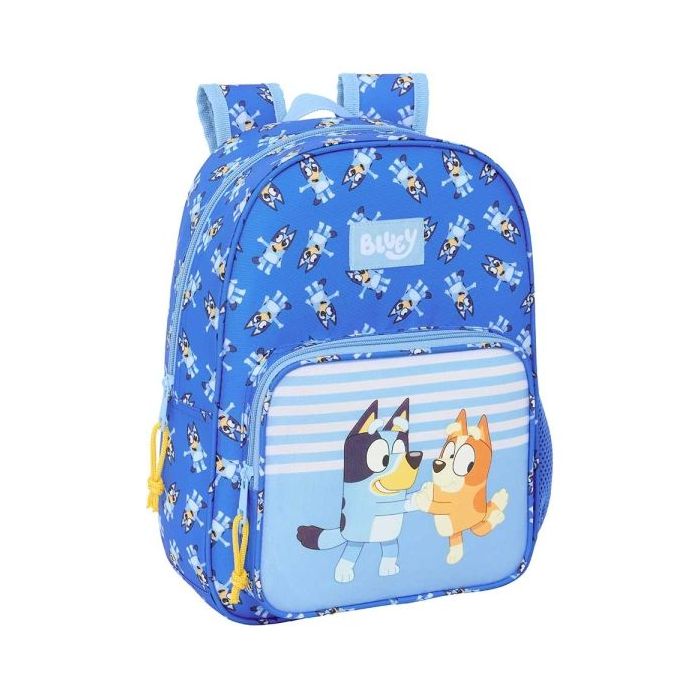 Safta Bluey Let'S Play Mochila Infantil - Adaptable a Carro - Portabotellas - Hombreras Ergonomicas - Bolsillo Frontal - 10L - 260x110x340mm - Color Azul