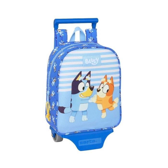 Safta Bluey Let'S Play Mochila con Carro - Tarjeta ID - Asa Superior - Mochila Extraible - Carro Resistente - 6L - 220x100x270mm - Color Azul