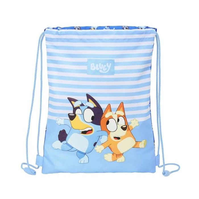 Safta Bluey Let'S Play Saco Plano - Bolsillo con Cremallera - Cierre con Cordones - 3L - 260x10x340mm - Color Azul