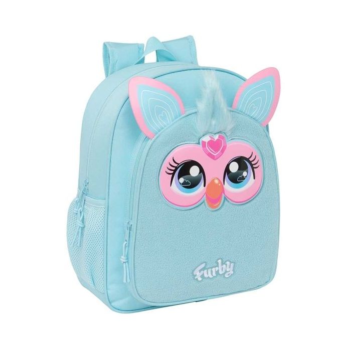 Safta Furby Mochila - Adaptable a Carro - Portabotellas - Tirador Doble - Hombreras Ergonomicas Acolchadas - Bolsillo Frontal - Asa de Mano Superior - 15L - 320x120x380mm - Color Azul Claro
