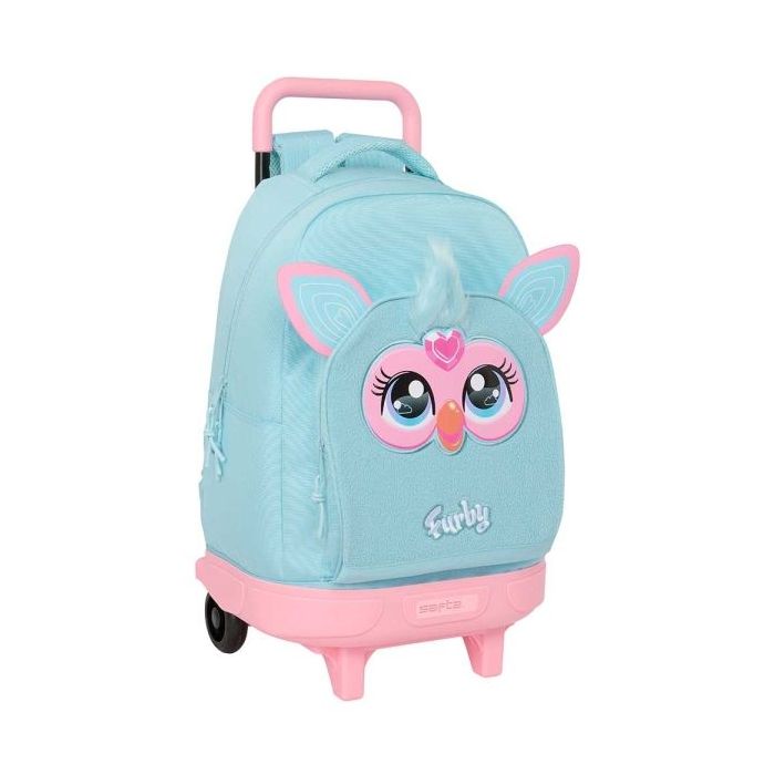 Safta Furby Mochila con Carro - Extraible - Bolsillo Frontal - Portabotellas - Tirador Doble - Hombreras Acolchadas - Asa Acolchada - Tarjeta ID - Base Reforzada - 33L - 330x220x450mm - Color Azul Claro