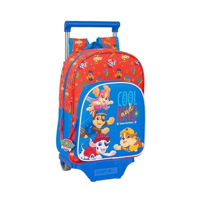 Safta Paw Patrol Cool Mochila con Carro - Portabotellas - Hombreras Acolchadas - Bolsillo Frontal - Asa Superior - Mochila Extraible - Material Resistente - 10L - 26x11x67cm - Color Rojo y Azul