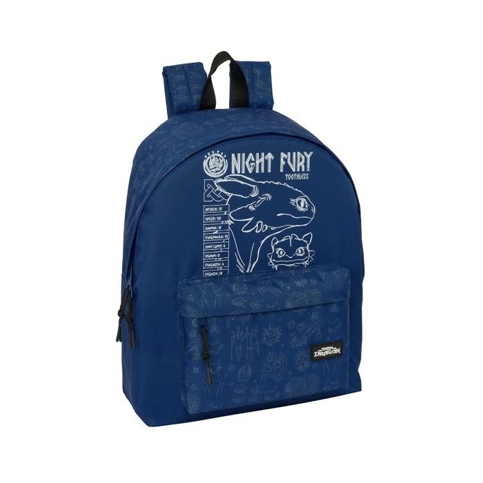 Safta Como Entrenar a Tu Dragon Mochila - Bolsillo Frontal - Hombreras Acolchadas - Doble Tirador en Cremallera - Asa Superior - 20.8L - 330x150x420mm - Color Azul Marino