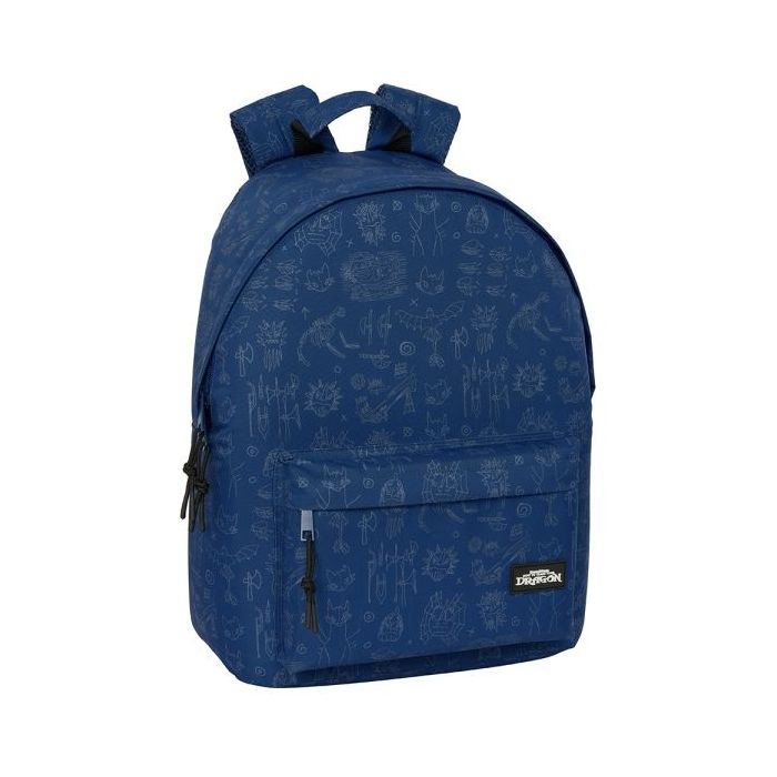 Safta Como Entrenar a Tu Dragon Mochila para Portatil hasta 14.1" - Bolsillo para Tablet - Bolsillo Trasero - Tirador Doble - Espalda Transpirable - 20L - 310x160x410mm - Color Azul Marino