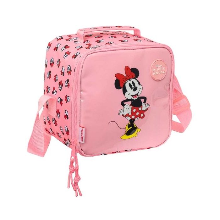 Safta Minnie Mouse Beach Bolsa Isotermica Porta Alimentos 4.4L - Cremallera - Bandolera Ajustable - Repelente al Agua - Asa Superior - 200x150x200mm - Color Rosa Pastel