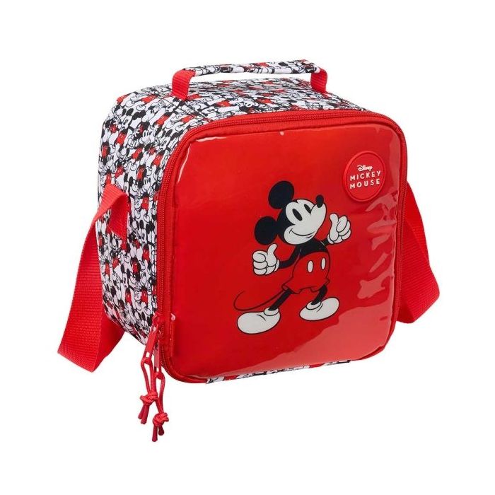 Safta Mickey Mouse Bolsa Isotermica Porta Alimentos 4.4L - Cremallera - Interior Forrado de Aluminio - Bandolera Ajustable - Repelente al Agua - Asa Superior - 200x150x200mm - Color Rojo
