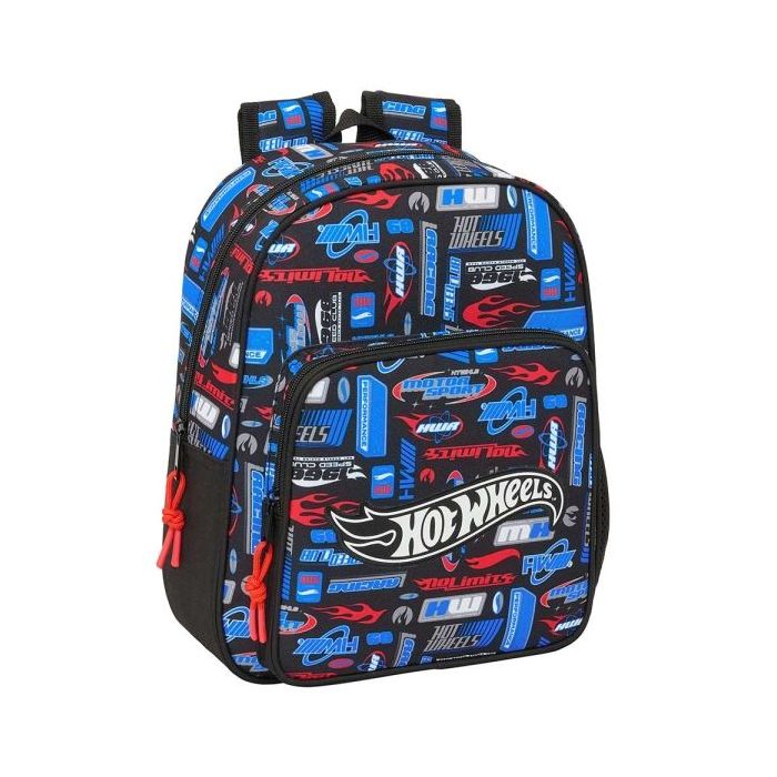 Safta Hot Wheels Mochila Infantil - Portabotellas - Hombreras Acolchadas - Bolsillo Frontal - Asa de Mano Superior - 9L - 270x100x330mm - Color Azul