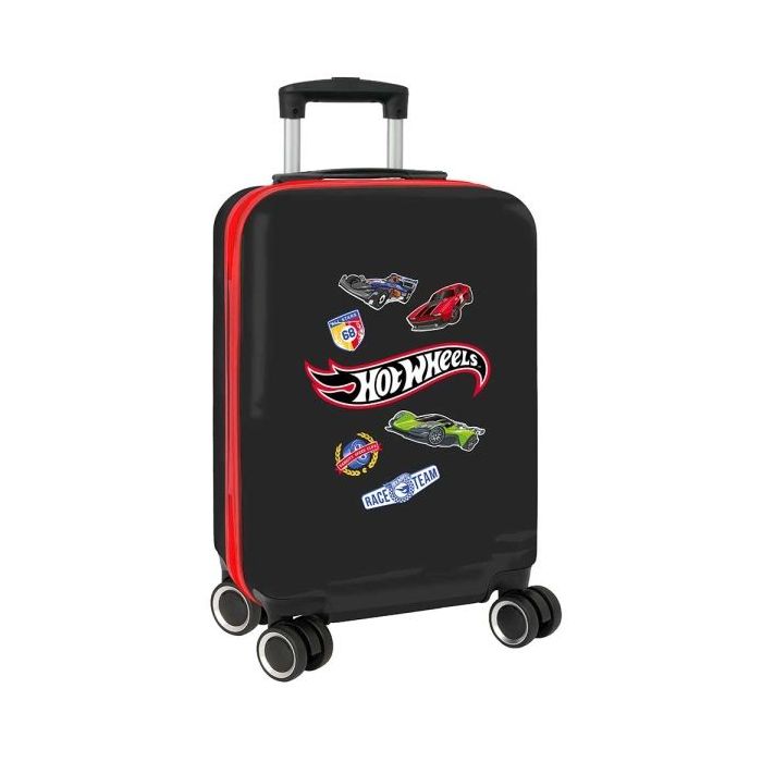 Safta Hot Wheels Maleta Trolley de Cabina 20” - Cierre con Candado - Interior Forrado - Ruedas Giratorias - Mango Extensible - Material ABS y PC - 40.1L - 345x200x550mm - Color Negro