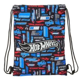 Safta Hot Wheels Saco Plano - Bolsillo con Cremallera - Cierre con Cordones - Ligero y Portatil - 3L - 260x10x340mm - Color Azul