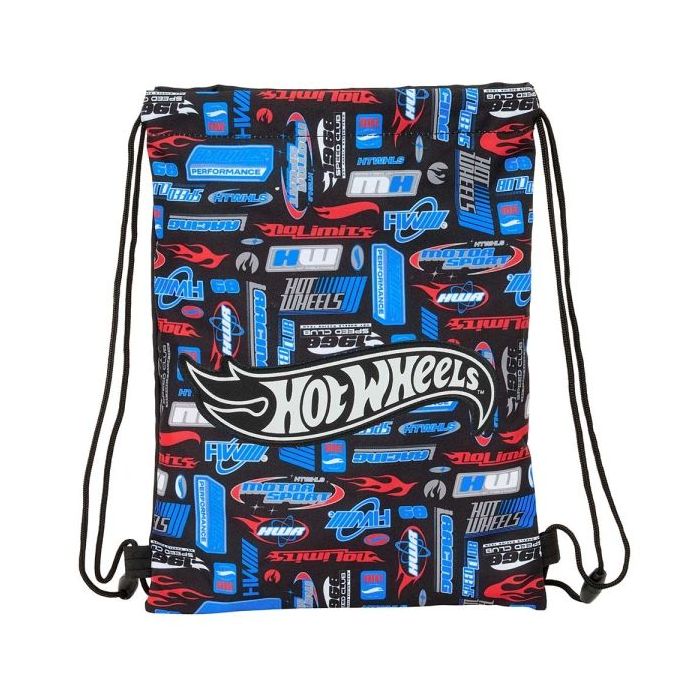 Safta Hot Wheels Saco Plano - Bolsillo con Cremallera - Cierre con Cordones - Ligero y Portatil - 3L - 260x10x340mm - Color Azul