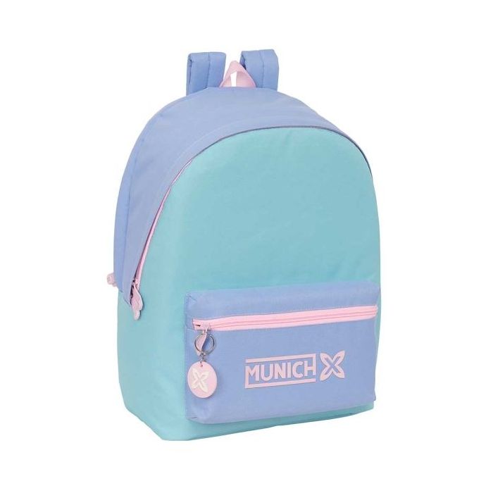 Safta Munich Mellow Mochila para Portatil hasta 15.6" - Conector USB - Base Acolchada - Bolsillo Frontal - Tirador Doble - Hombreras Ergonomicas - 24.55L - 310x180x440mm - Color Azul Claro