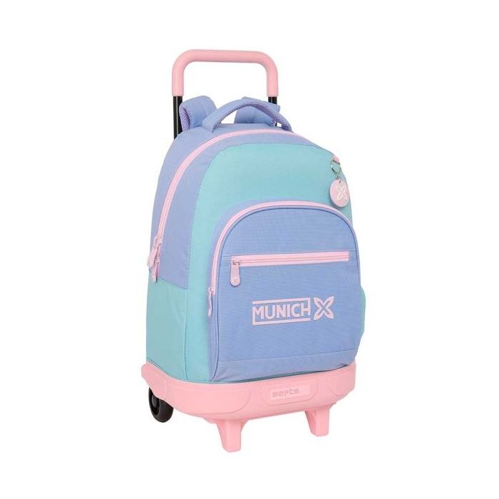 Safta Munich Mellow Mochila con Carro - Extraible - Bolsillo Frontal - Portabotellas - Tirador Doble - Hombreras Acolchadas - Tarjeta ID - 330x220x450mm - Color Azul Claro