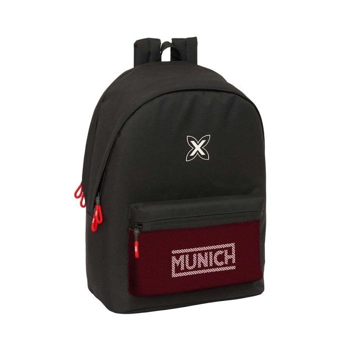 Safta Munich Vulcan Mochila para Portatil hasta 15.6" - Antirrobo - Conector USB - 24.55L - Ergonomica - Base Acolchada - Bolsillo Frontal - Tirador Doble - 310x180x440mm - Color Negro y Rojo