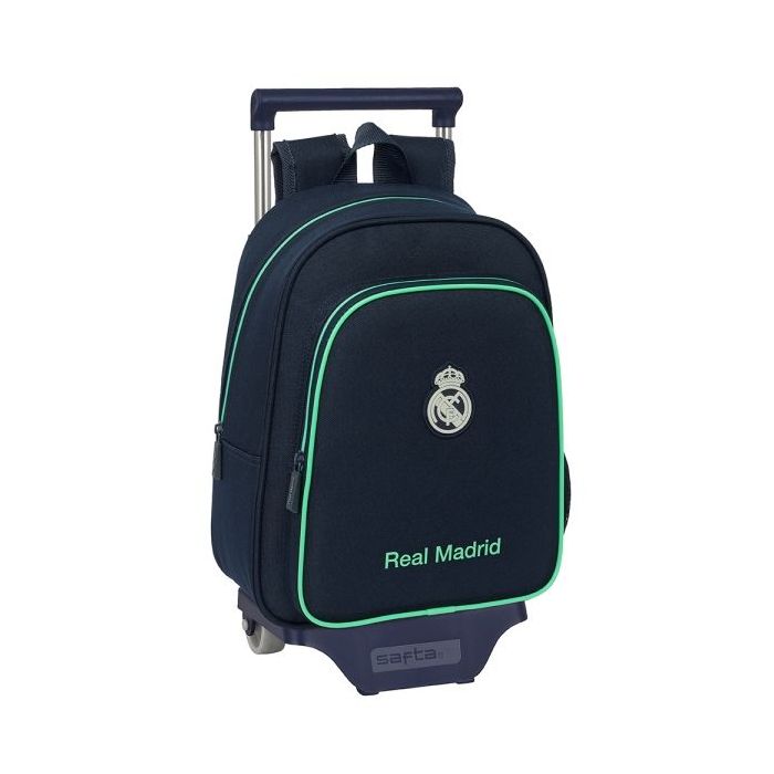 Safta Real Madrid 2ª Equipacion 25/26 Mochila con Carro - Portabotellas - Hombreras Ergonomicas - Bolsillo Frontal - Asa Superior - Mochila Extraible - 10L - 27x10x67cm - Color Azul Marino
