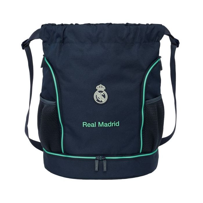 Safta Real Madrid 2ª Equipacion 25/26 Saco Mochila - Bolsillo Interior con Cremallera - Bolsillos Laterales - Hombreras Ajustables - 21.93L - 340x150x430mm - Color Azul Marino