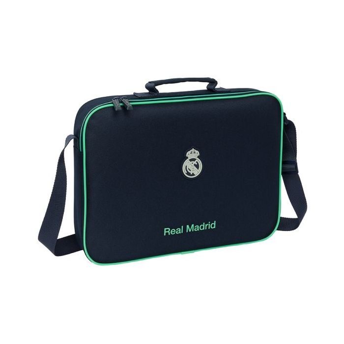 Safta Real Madrid 2ª Equipacion 25/26 Maletin con Cremallera - Bandolera Ajustable - Asa Forrada - Doble Tirador - Fondo Semirigido - 6L - 380x60x280mm - Color Azul Marino