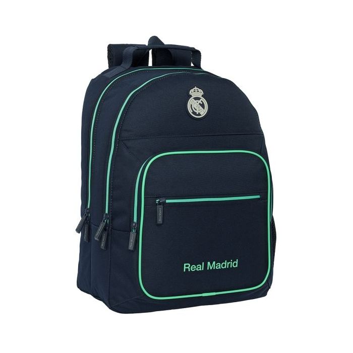 Safta Real Madrid 2ª Equipacion 25/26 Mochila con 2 Compartimentos - Adaptable a Carro - Portabotellas - 2 Compartimentos - Tirador Doble - 21.5L - 320x160x420mm - Color Azul Marino
