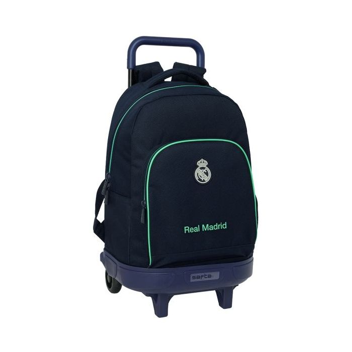 Safta Real Madrid 2ª Equipacion 25/26 Mochila con Carro - Extraible - Portabotellas - Tirador Doble - Hombreras Acolchadas - Tarjeta ID - Bandeja PVC - 330x220x450mm - Color Azul Marino