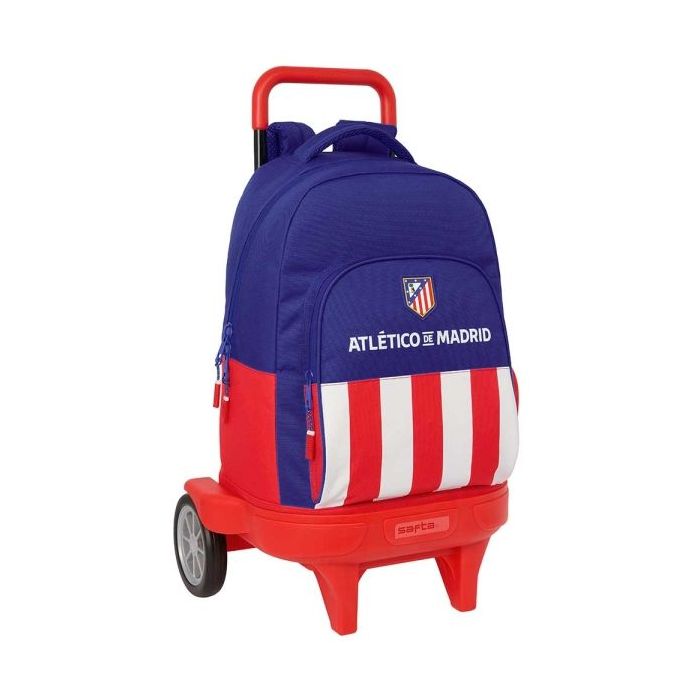 Safta Atletico de Madrid Mochila con Carro - Extraible - Portabotellas - Asa y Hombreras Acolchadas - Tarjeta de Identificacion - Ruedas Antivibracion - 330x220x450mm - Color Azul Marino